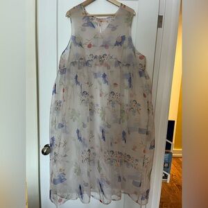 NWT Noemiah Montreal Coco 100% Silk Organza Sheer Floral Floaty Dress One Size